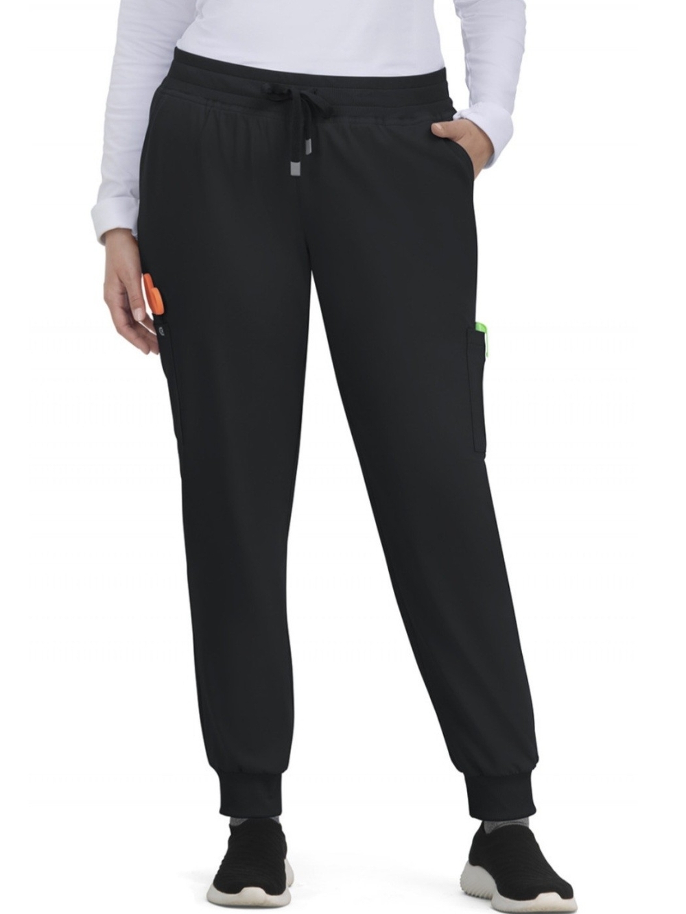 koi CUREOLOGY Black Cargo Joggers Highwaist Stretch Drawsting Size Large Nurse